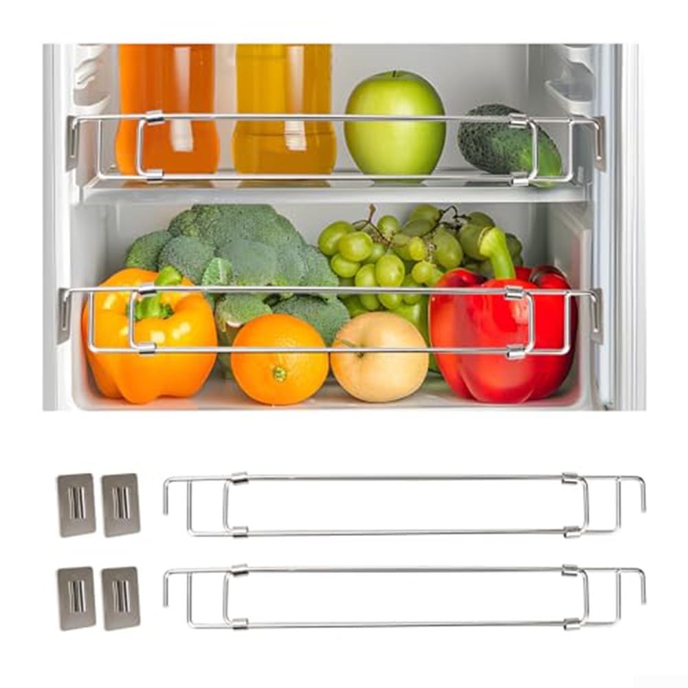 Verstellbare Kühlschrankstangen für Wohnmobil, Edelstahl, verstellbar, 32 - 57 cm, Wohnmobil-Aufbewahrungsstange für Wohnmobil-Kühlschrank