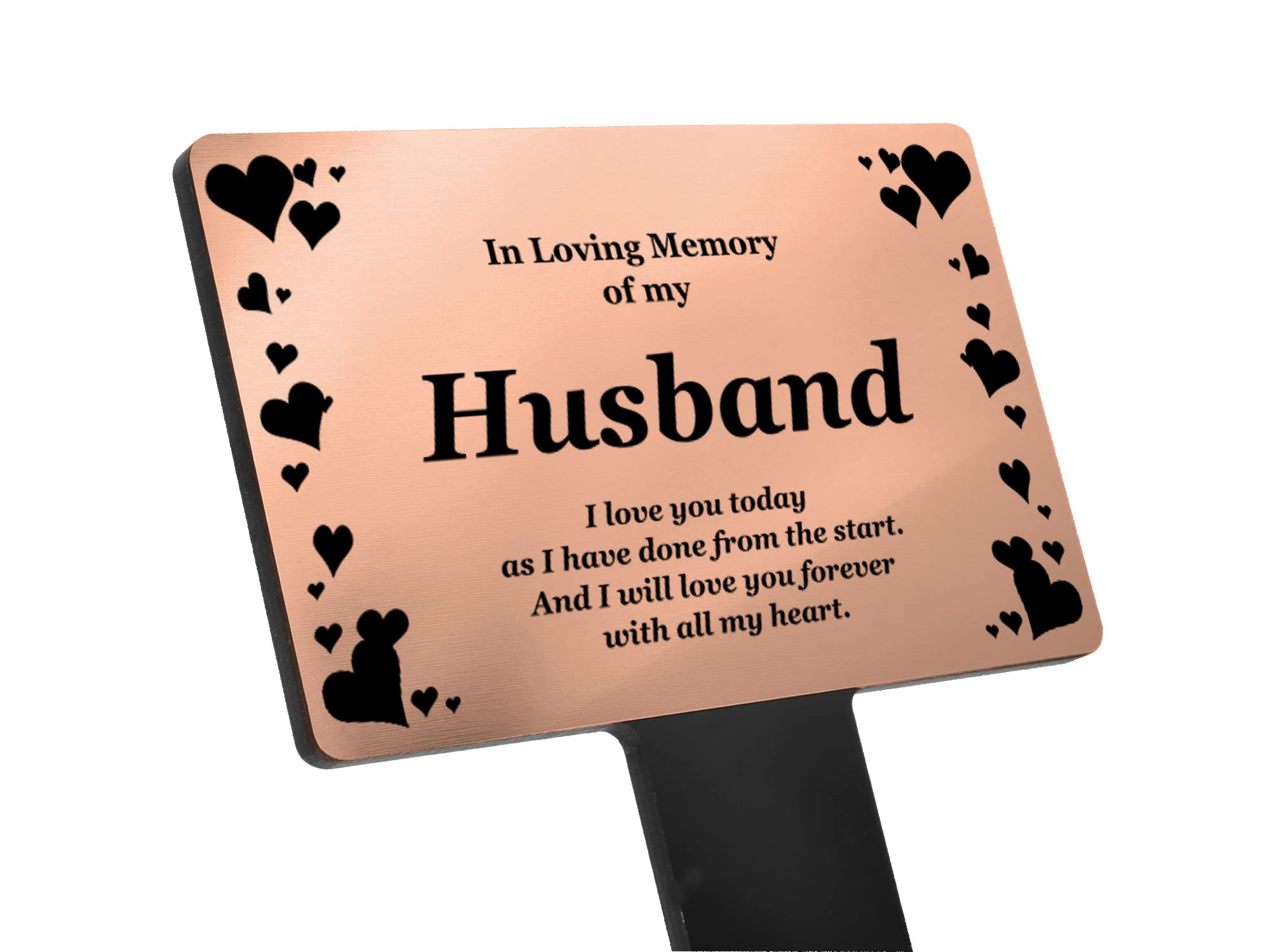 Husband Memorial Remembrance Plaque Stake, Hearts Design - Gold/Silver/Copper, Waterproof, Outdoor, Grave Marker, Tribute, Plant Marker Active Restock requests: 0 (Gold) (Copper)