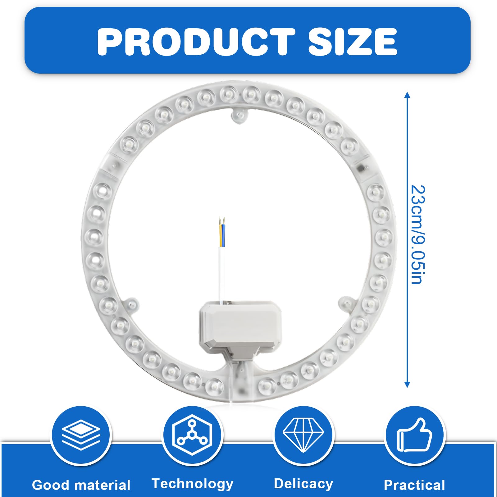 Kit di conversione LED da 36 W con modulo ad anello Lampada ad anello Ø23 cm bianca Scheda di conversione 6500K per plafoniere da 2 moduli da soffitto