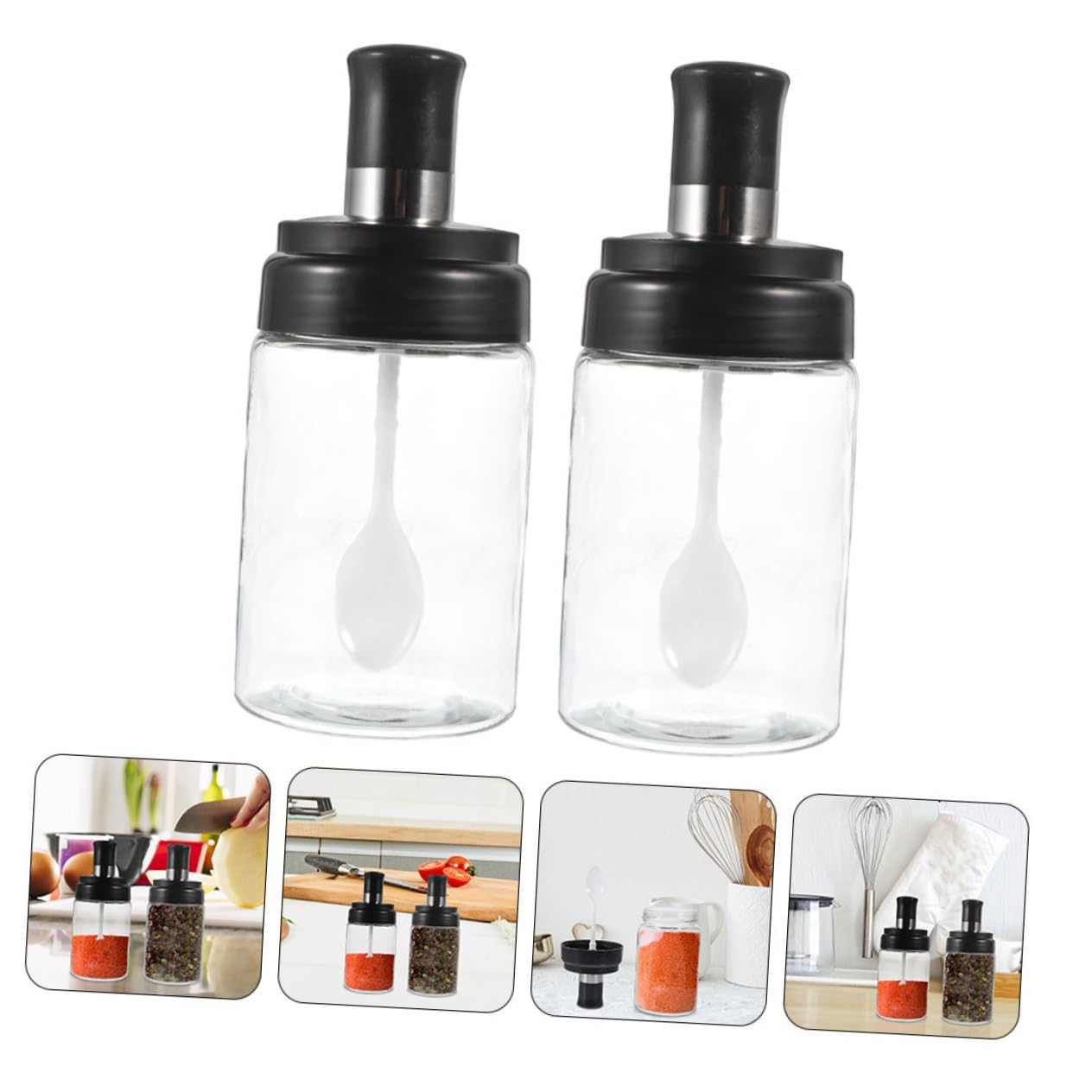 PRETYZOOM 5 Juegos Contenedor De Especias Para El Hogar Frascos Con Tapa Azúcar Dispensadores Matraz Avena Dispensador De Miel Tapas Tarro De Miel Y Galleta Gel De Sílice 2 Piezas * 5