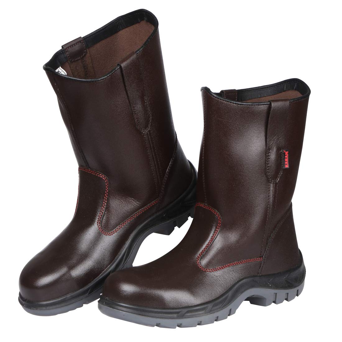 Karam FS51 High Ankle Buff Grain Leather Safety Boot for Men | Antistatic, Antislip, Oil & Heat Resistant | Double Density, Steel Toe | Brown | Size-06 (B07YZB84B7) Amazon Price History, Amazon Price Tracker