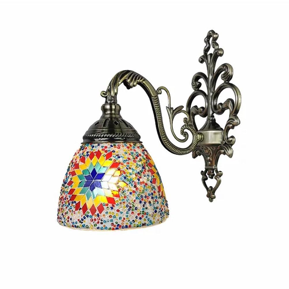 Włoska kolorowa szklana lampa ścienna w stylu bohemy do wnętrz, do hotelu, restauracji, holu, sypialni, korytarza i baru, unikalny wystrój oświetlenia ściennego
