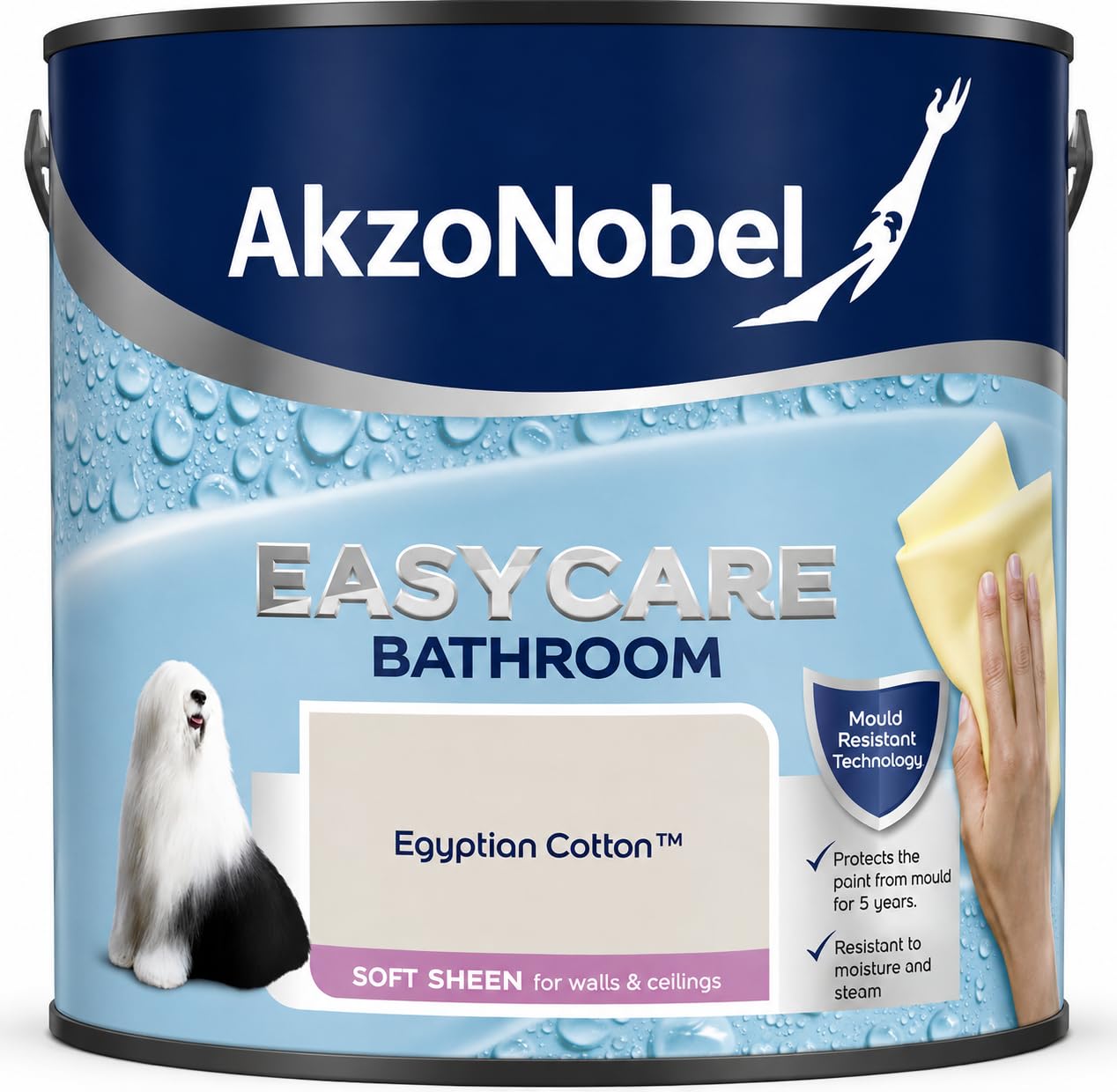 AXpower Inspirational Technology Empowering People Bathroom Paint 2.5L – Soft Sheen Egyptian Cotton – Moisture & Steam Resistant Wall & Ceiling Paint – Mould Resistant Washable Finish for Bathrooms