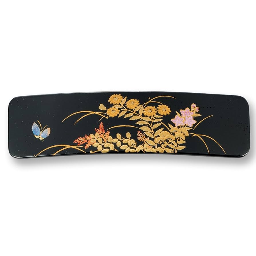 Amazon.co.jp: まえじゅう漆器 漆芸バレッタ長角(小) 華雅(B) 4X