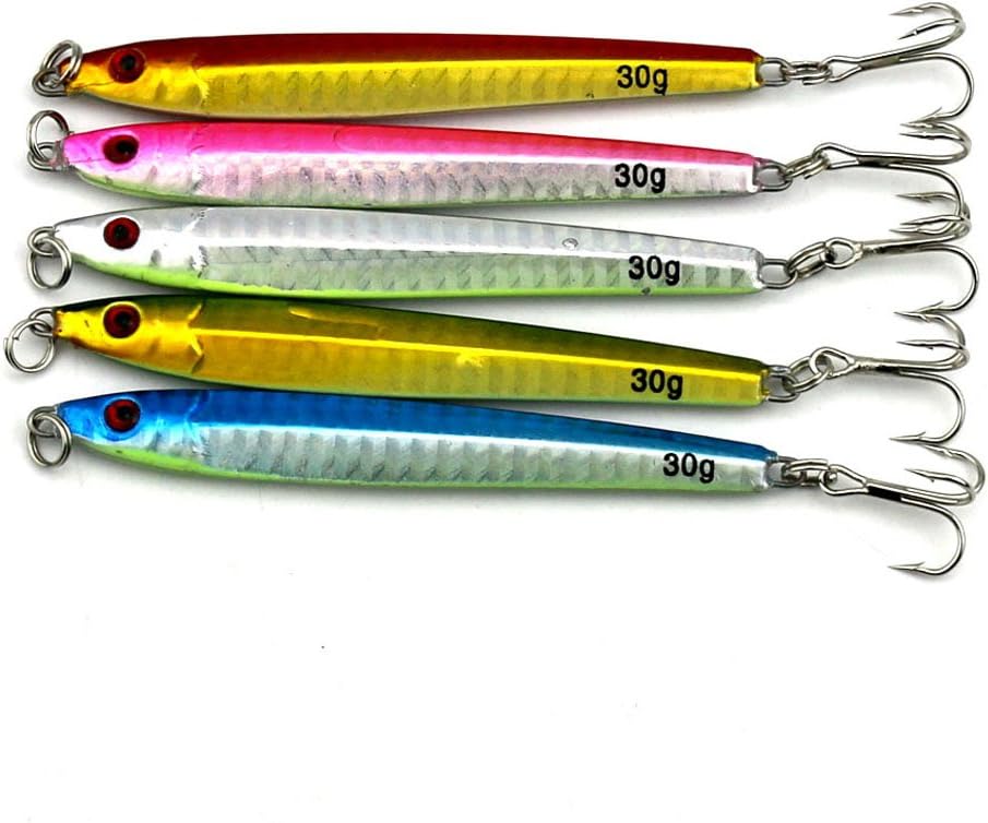 Blue Screen LLC 5pcs 30g Lead Casting Jig Metal Slice Fishing Lures Spinning for Bonito Metal Lead Casting Lure Artificial Baits Swimbaits