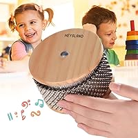 Vista 6 de Heysland Cabasa de madera instrumento musical de percusión de metal con cuentas de cadena y cilindro Pop Hand Shaker para banda educación musical