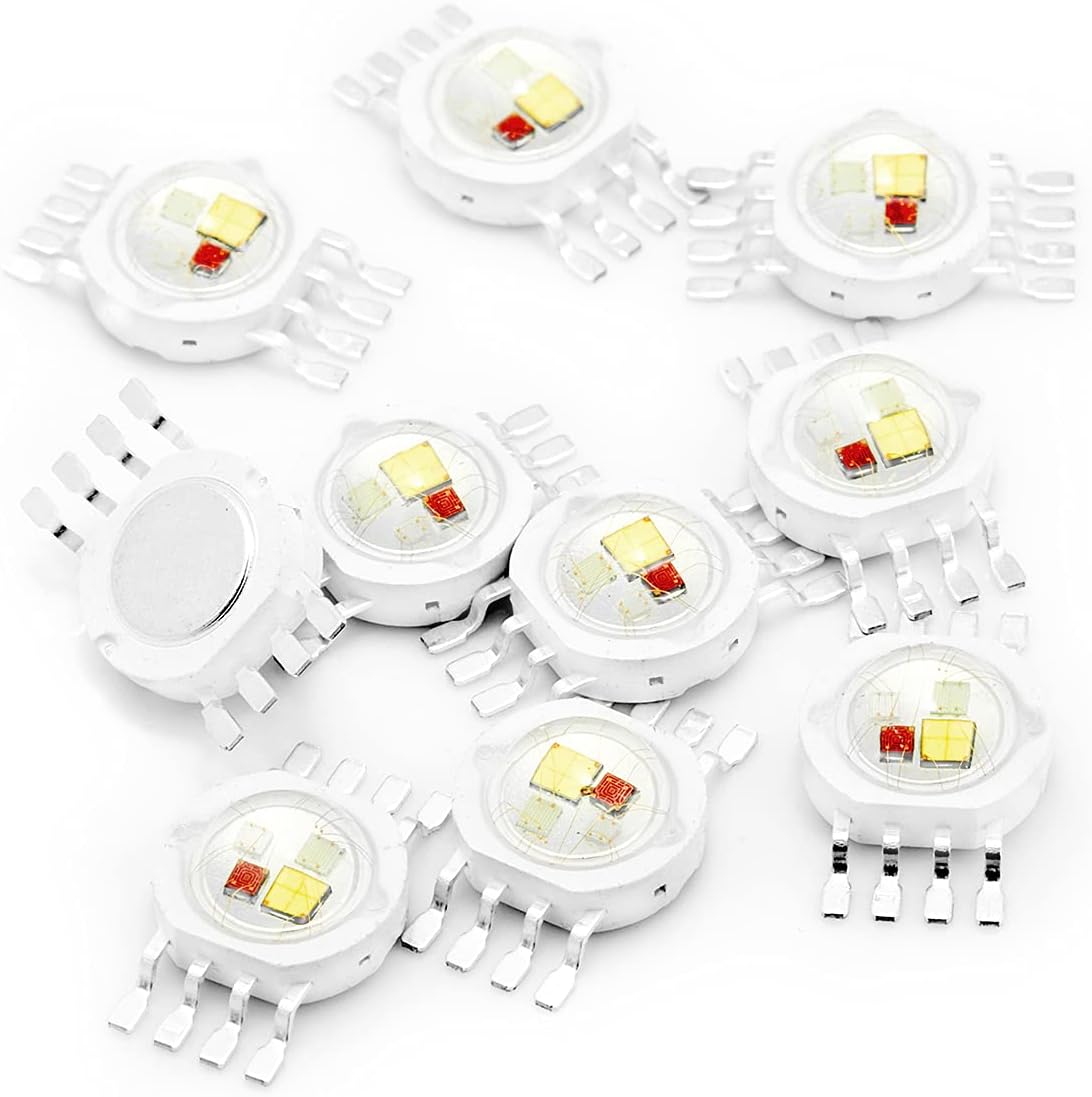 10 pcs High Power Led Chip 4 x 3W RGBW 8 pins (600mA for Each Color 4 Watt) Multicolor Super Bright Intensity SMD COB Light Emitter Components Diode 4 W Bulb Lamp Beads DIY Lighting