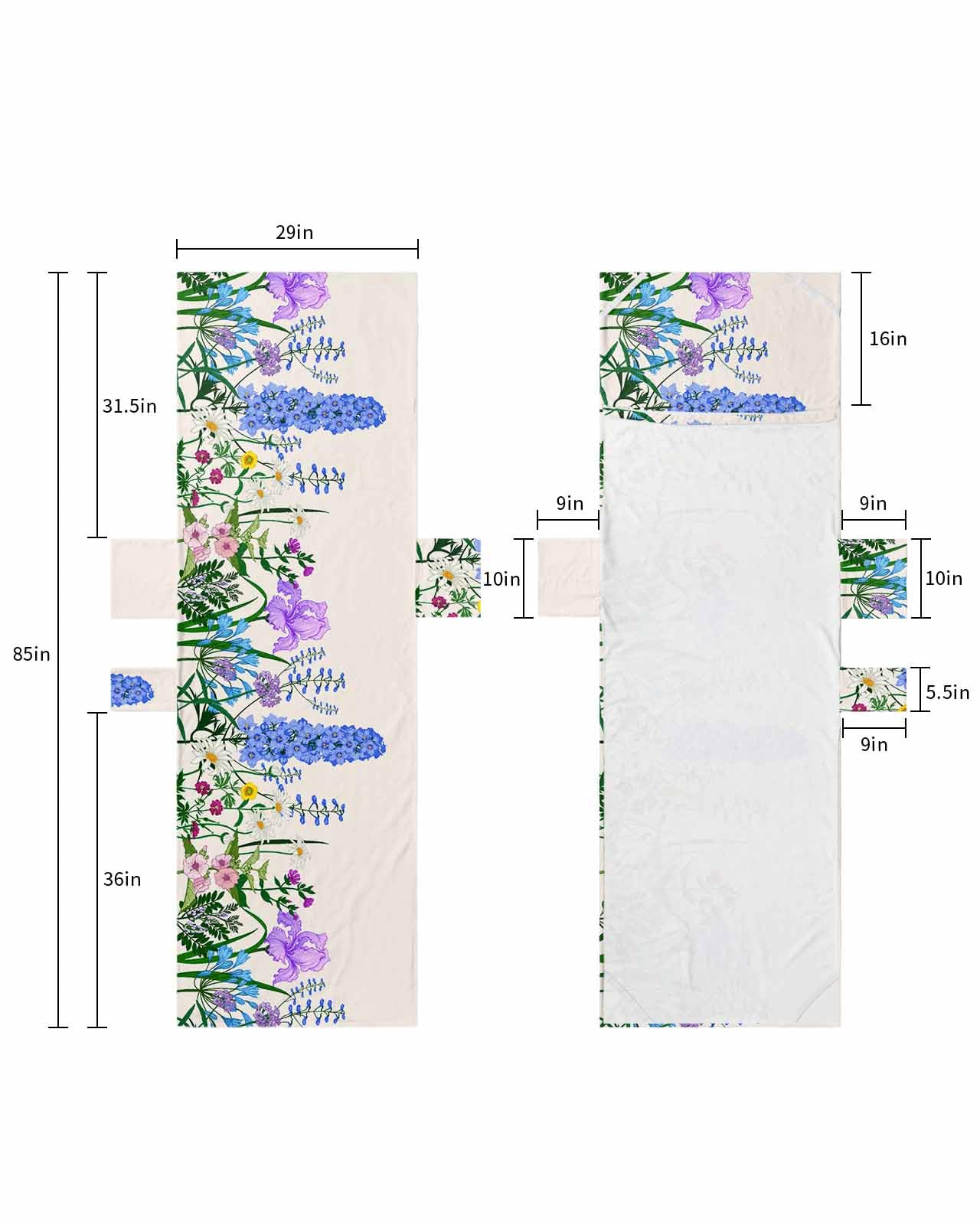 Spring Floral Beach Lounge Chair Towel Cover, Soft Chaise Lounge Towel with Side Pockets Patio Pool Chairs Cover for Beach/Pool Sunbathing 29x85 Elegant Botanical Summer Flowers Rustic