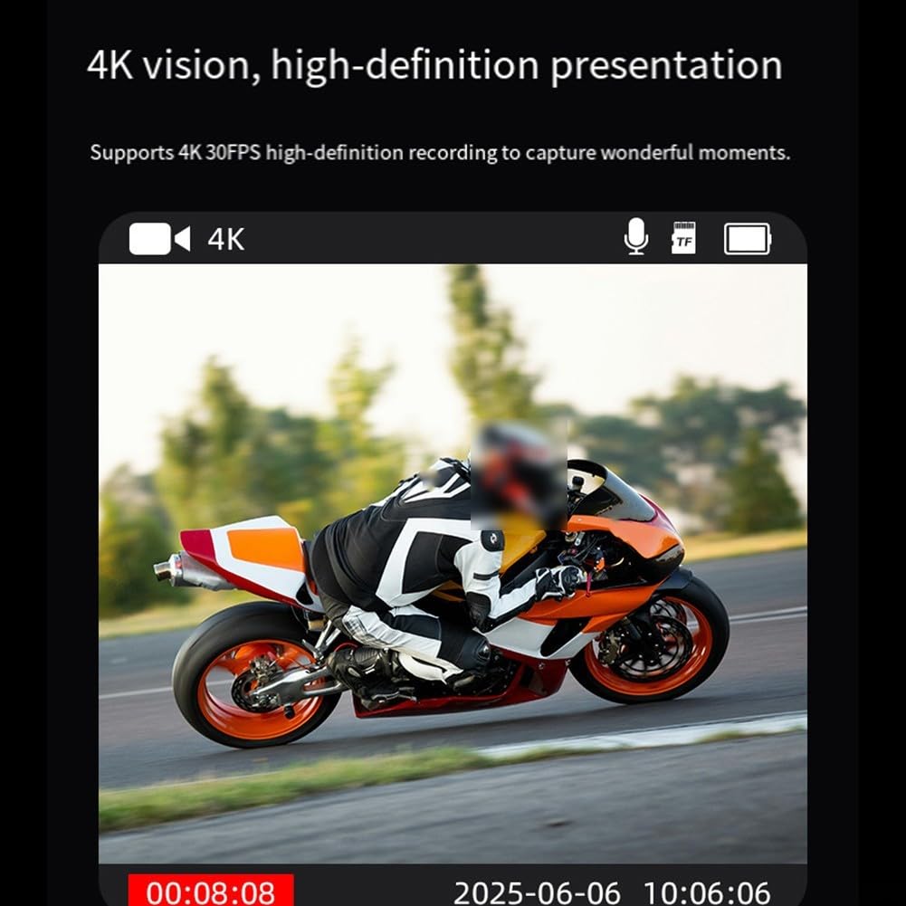 Grandangolo compatto 4K Sports Camera ABS corpo | Video 4K 30fps, touch screen intuitivo, formato tascabile compatto, condivisione WiFi, obiettivo grandangolare