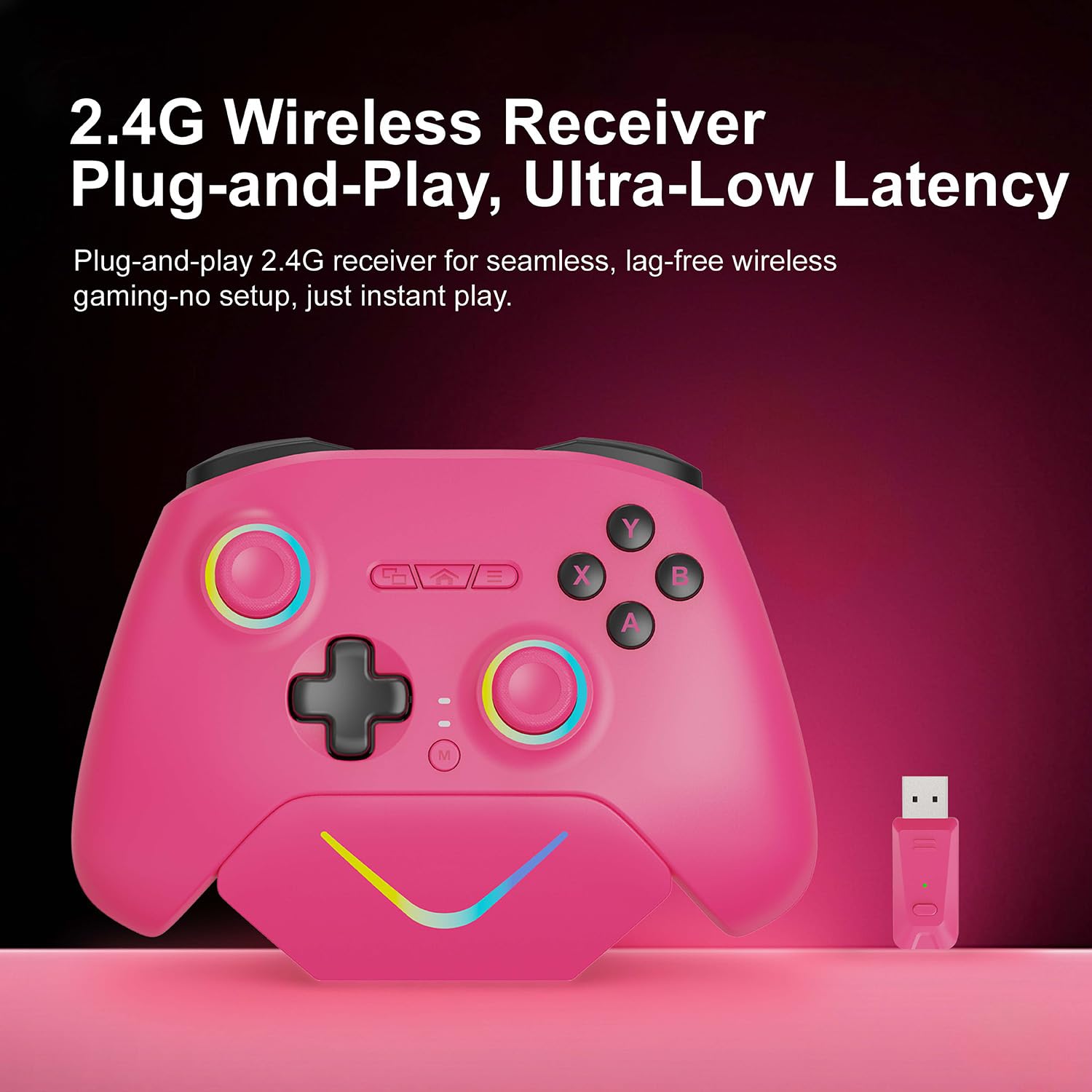 PLAYNEX Controlador inalámbrico de 2.4 Hz TMR Joysticks, Hall/Micro 2 en 1 disparadores 1000 Hz tasa de sondeo de 1000 mAh batería larga para PC/Switch/Switch 2/Android/iOS, controlador de juegos de