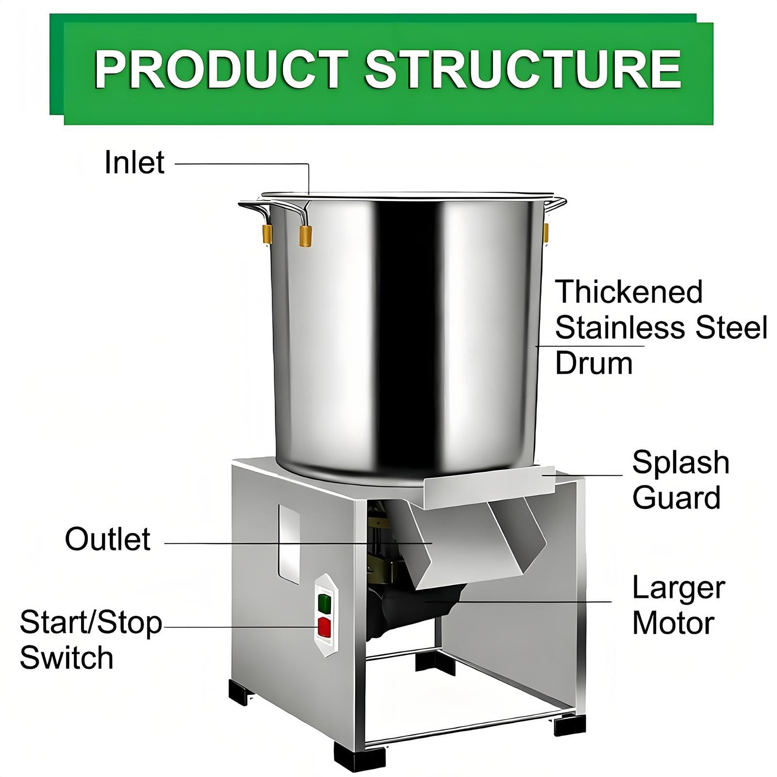 Tritatutto Elettrico Professionale per Mangimi Avicoli, 3500 Giri/Min, Produzione: 50-120 kg/H, Acciaio Inossidabile, Ideale per Aziende Agricole, Allevamenti E Pascoli