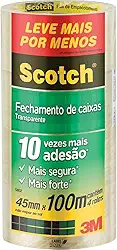 Scotch, 3M, Fita de Empacotamento Transparente, 4 Rolos, 45mm x 100M