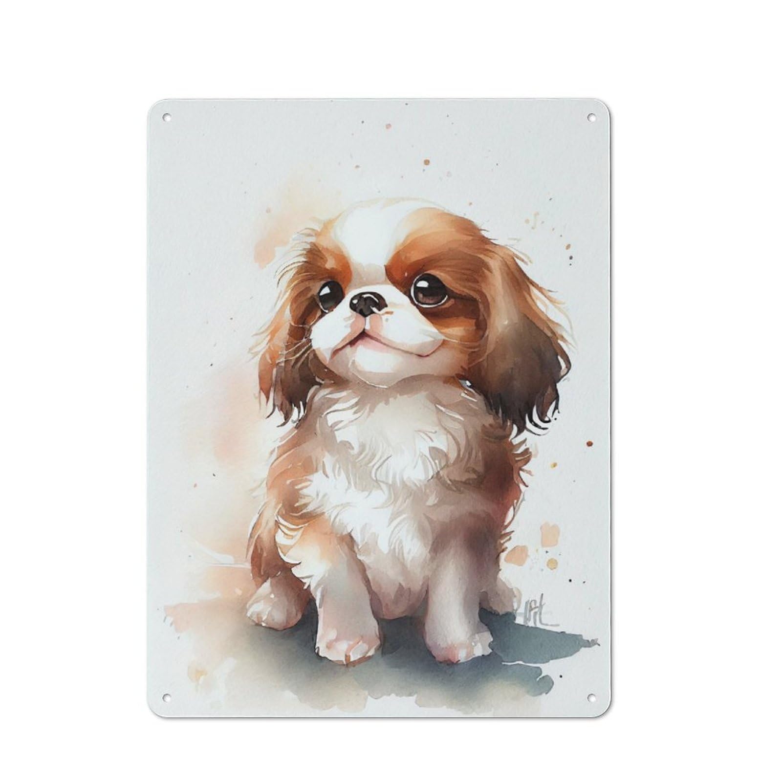 Junmoney Cavalier King Watercolor Retro Metal Wall Sign 40X30cm With For Garage Wall, A Decorative Metal Sign For Garages And Workshops