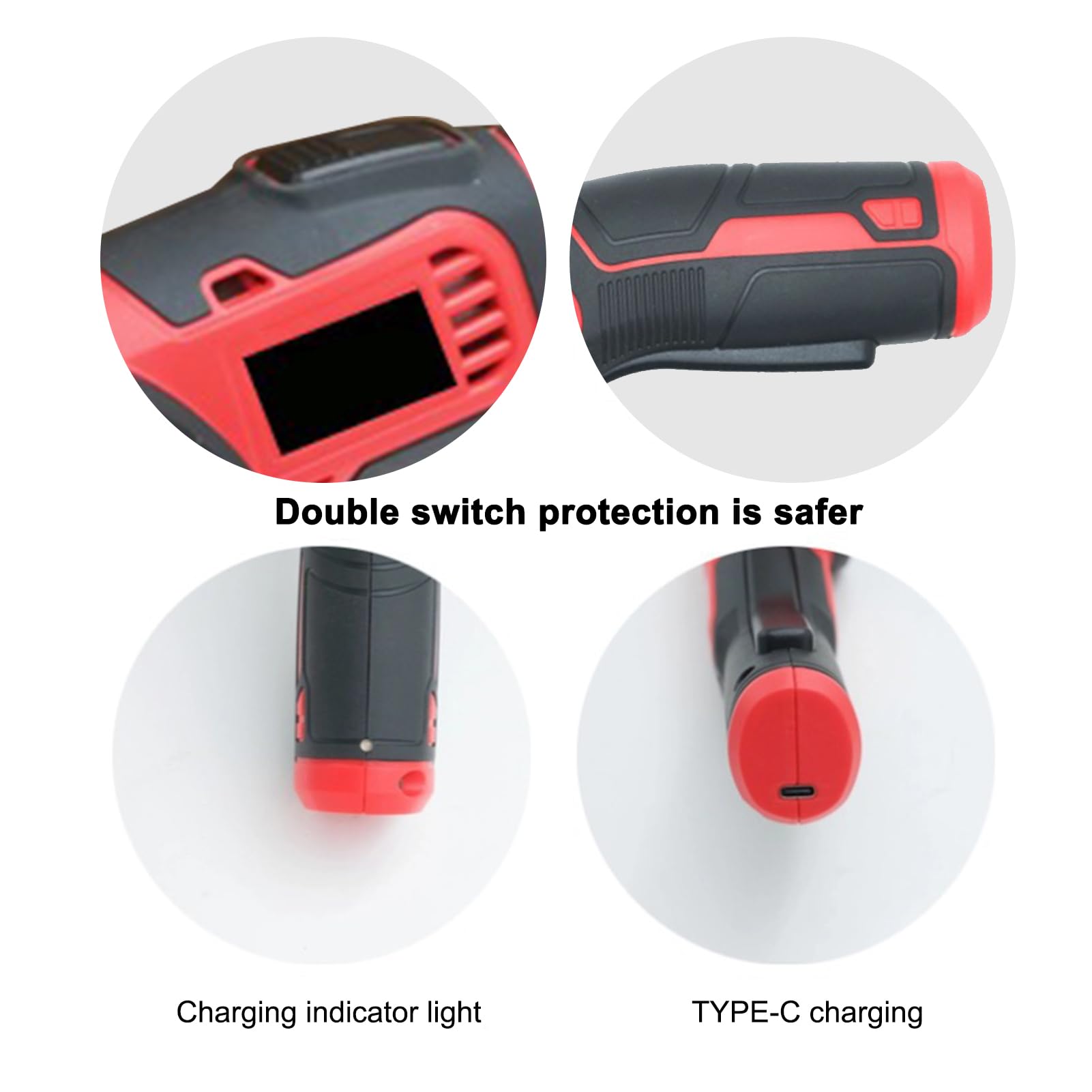 Tijeras eléctricas inalámbricas de 4 V, 2000 mAh, bloqueo de seguridad, corte recargable para cuero, papel, tela para artesanos, negro y rojo