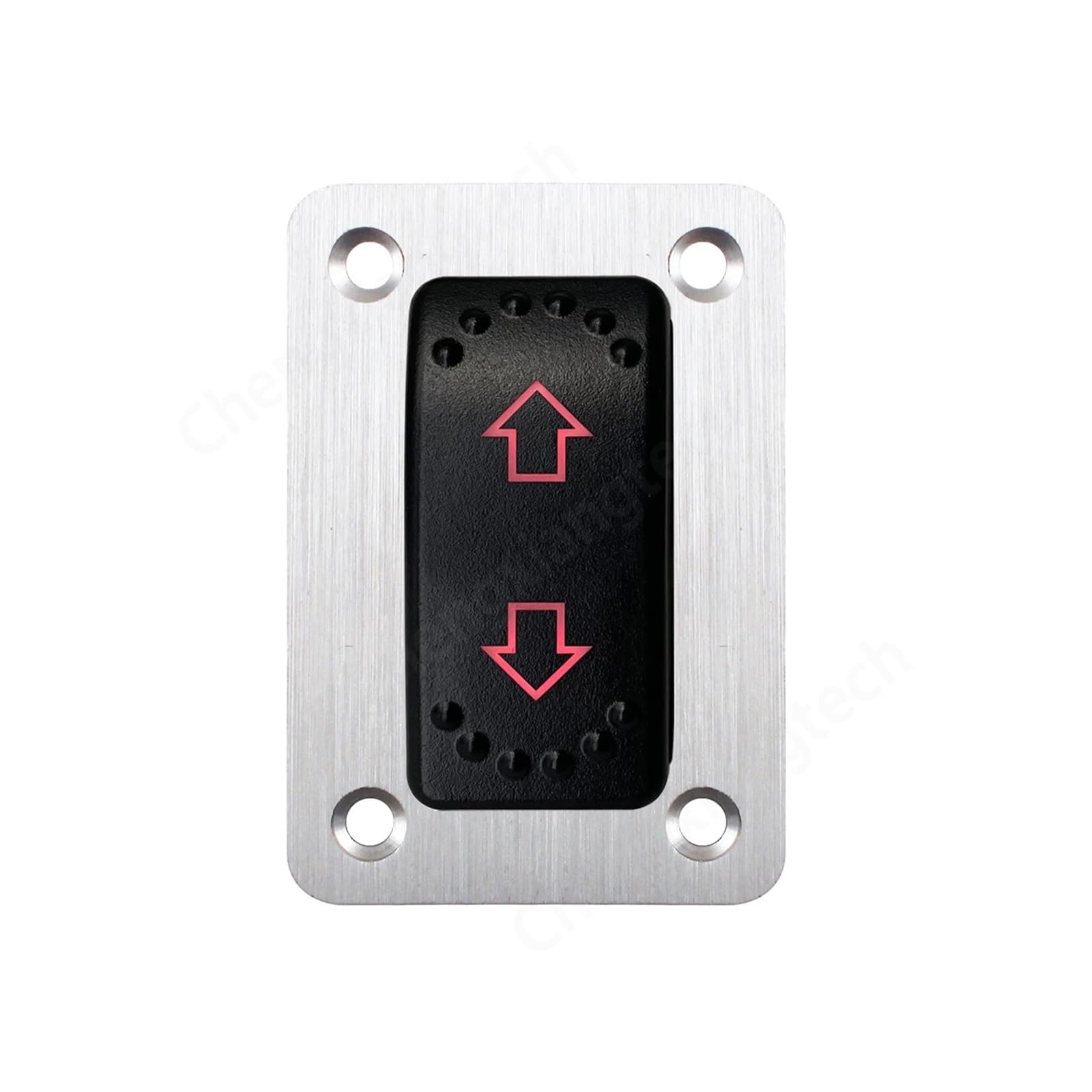 ZHGUIMING Panel de interruptor basculante de aluminio de 1 unidad FLECHAS (ENCENDIDO) APAGADO (ENCENDIDO) 3 posiciones Sin enclavamiento Led rojo 12V 20A 24V 10A Interruptor momentáneo(Black Panel)