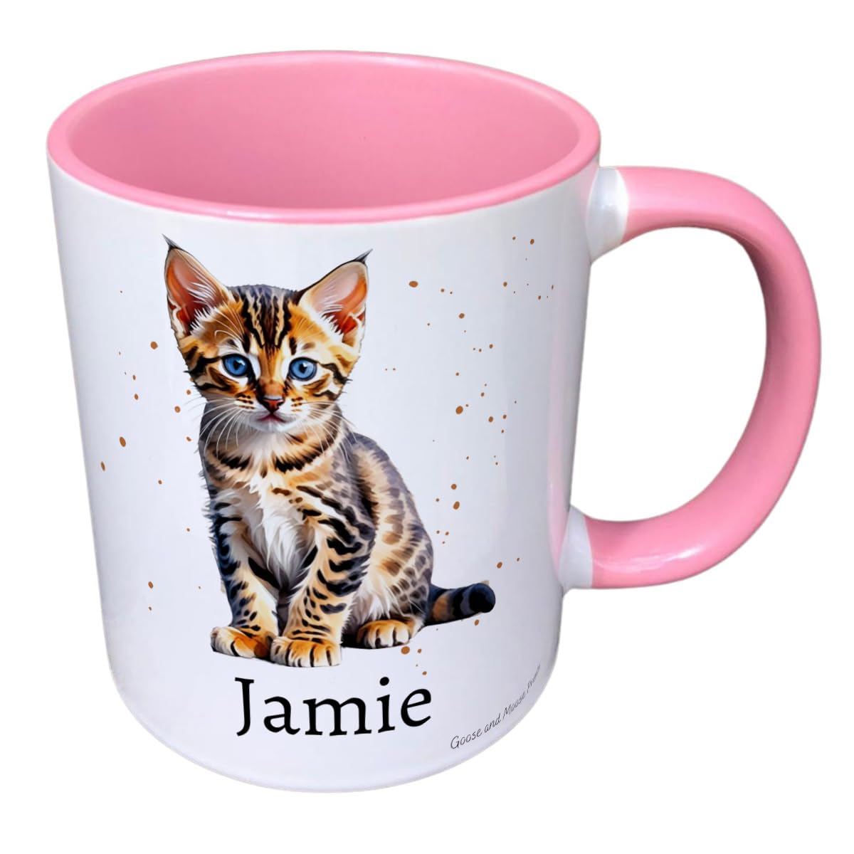 Personalised Bengal Cat Mug Gift - Present for Cat Lovers - Gifts for Kitten Owners - Personalised Feline Mug - Country Style Mug (Red)
