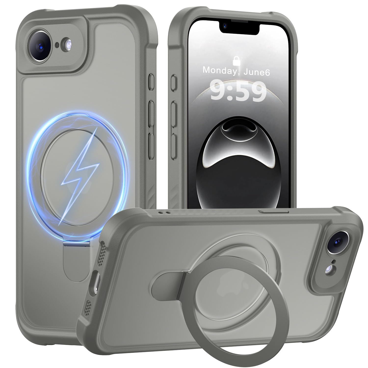 MOCCA Magnetic for iPhone 17e Case with Stand,Titanium Gray