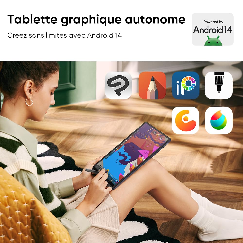 XPPen Tablette Graphique, Tablette Graphique Autonome Dessin avec Écran Tactile 12 Pouces, Magic Drawing Pad Android 14, Résolution 2K, Batterie 8000 mAh, 256 Go ROM + 8 Go RAM (1 to Extensible)