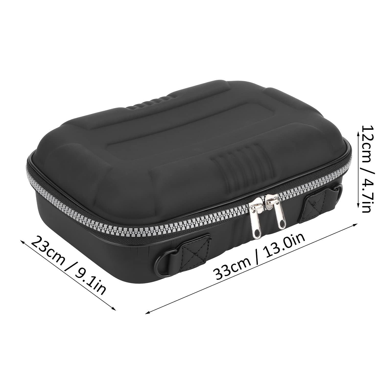 Schwarz 33 cm x 23 cm x 12 cm Fernbedienungs-Hartschalenkoffer Eva-Schutz-Aufbewahrungstasche Robustes tragbares wasserdichtes Reißverschlussdesign für Flysky JR Wfly Futaba