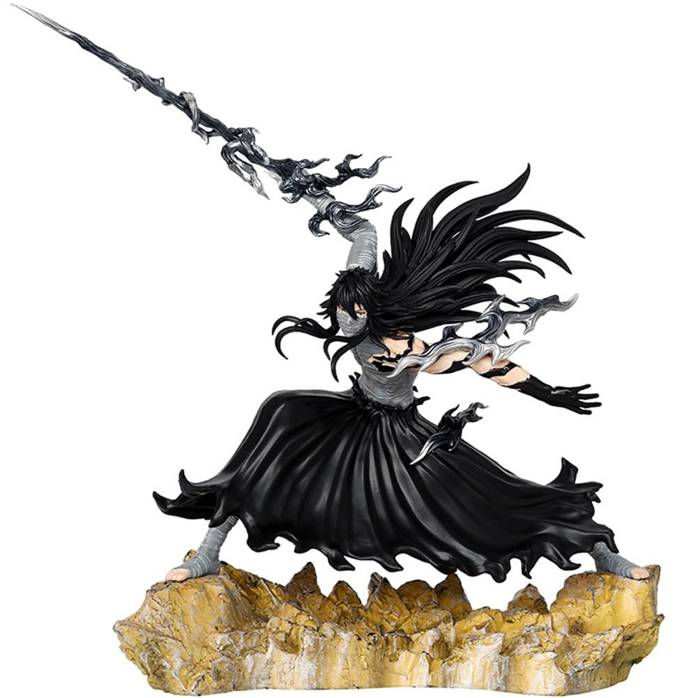Ichigo Kurosaki Anime Black Wing Ulquiorra Mugetsu Ichigo Kurosaki Figurka z podstawą Miecz Ręczny Pozycja Wojownicza Rzeźba Kolekcjonerska z podstawą Dekoracja Prezent 28 cm