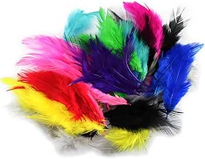 LolliBeads (TM) 100 Pcs of Dyed Multi-color Fluffy Rainbow Feathers 2.5-3.5 inches