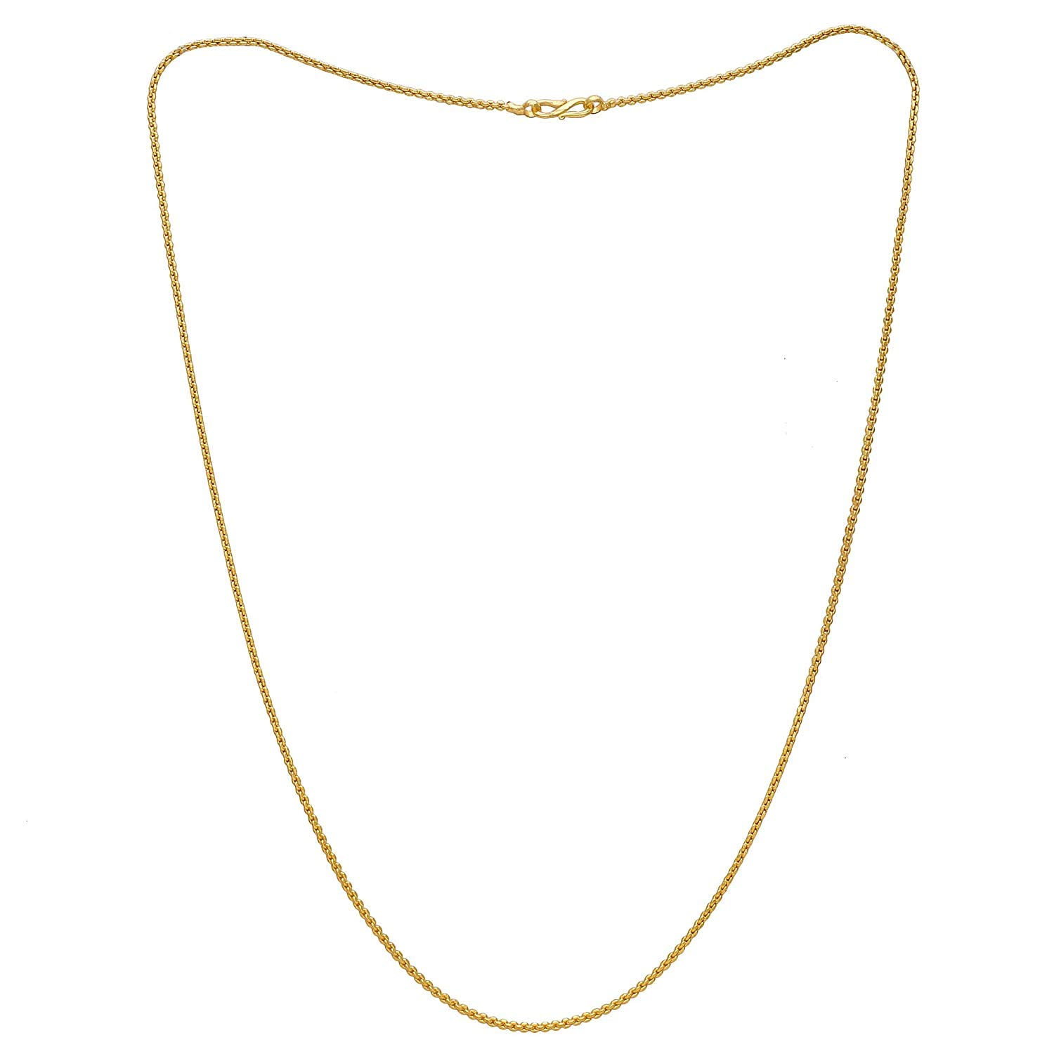 24 KT Micro Gold Plated Light Weight Fashionable 24 Inch Box Neck Chain Necklace for Men Women-image-8