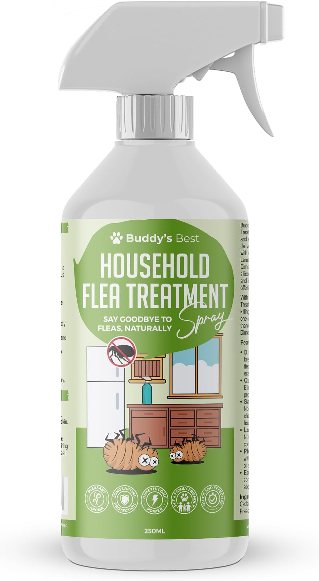 BUDDY'S BEST Household Flea Treatment Spray 250ml NonToxic