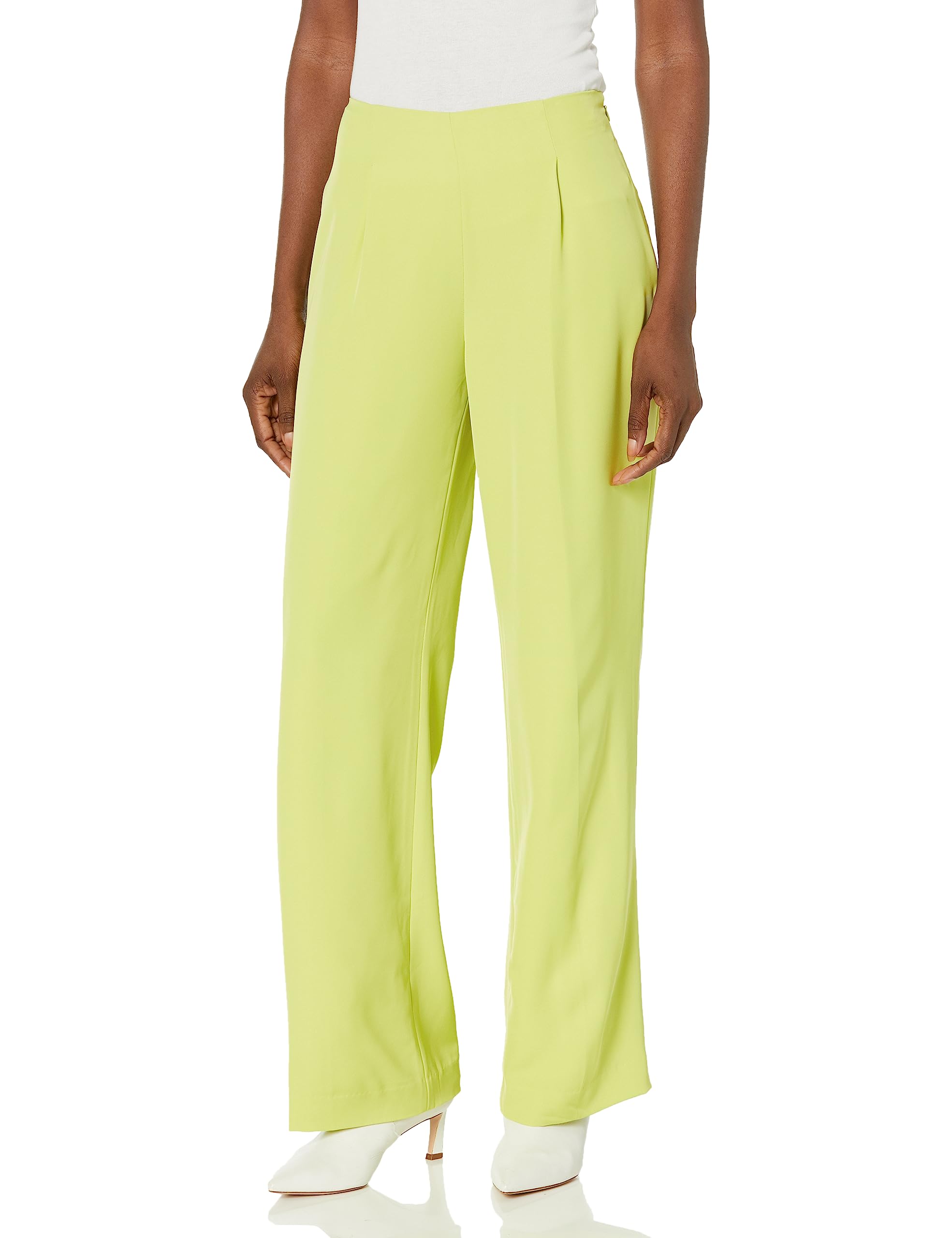 Anne Klein Women's Side Zip Hollywood Waist W/Pleats Wide, Celery, 12