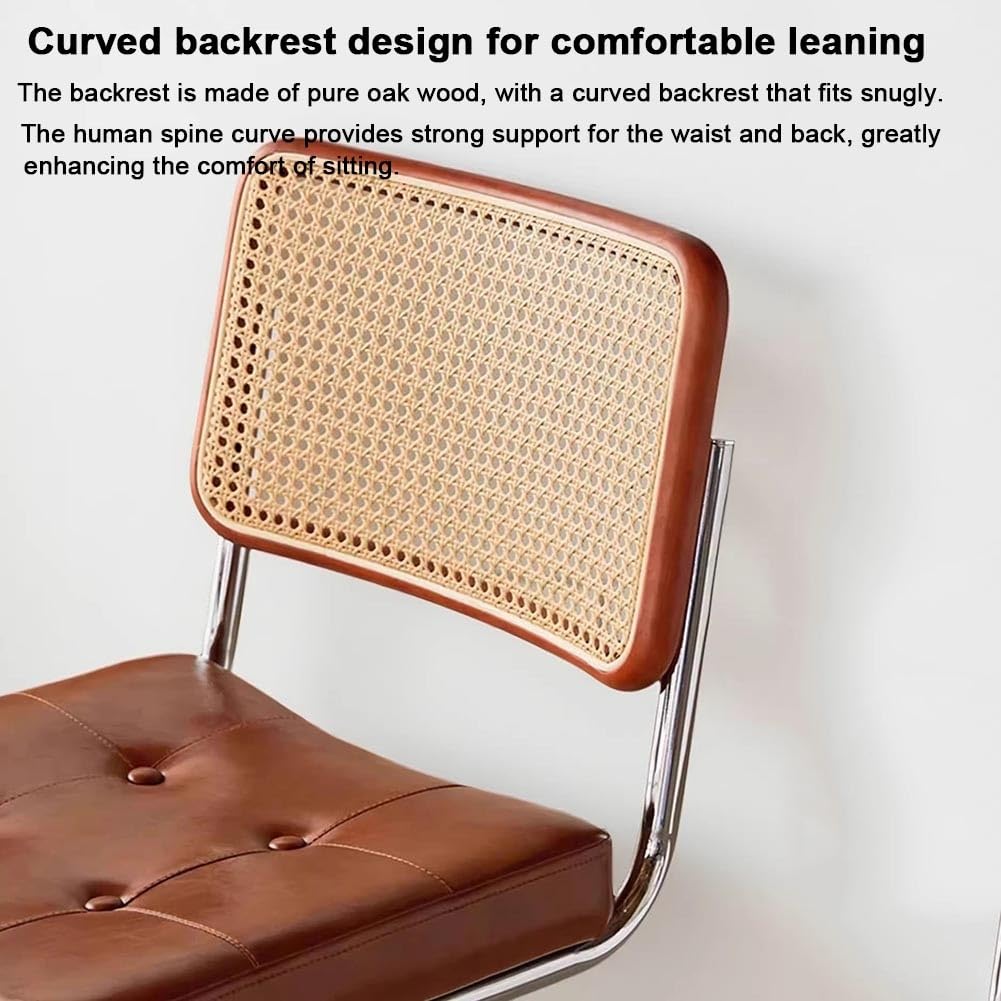 Sillas de Comedor Modernas de Mediados de Siglo, sillas Laterales de ratán sintético con Patas de Metal y Asiento tapizado para Comedor, Sala de Estar y Dormitorio.