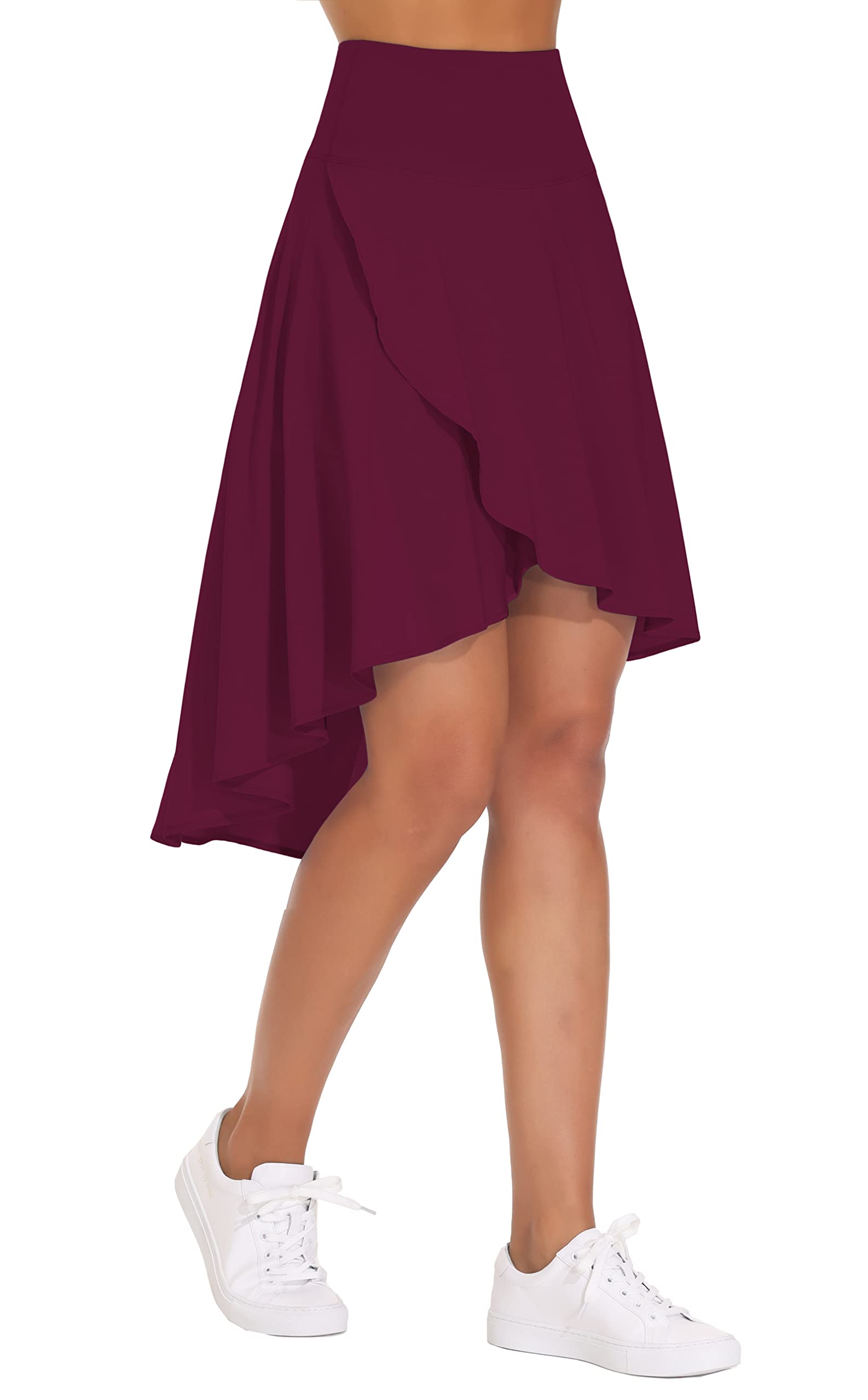 THE GYM PEOPLE Hosenrock Damen Ruffle Wickelrock Asymmetrische Skort Hohe Taille Tennisröcke Sommer Midi Rock mit Hose Taschen
