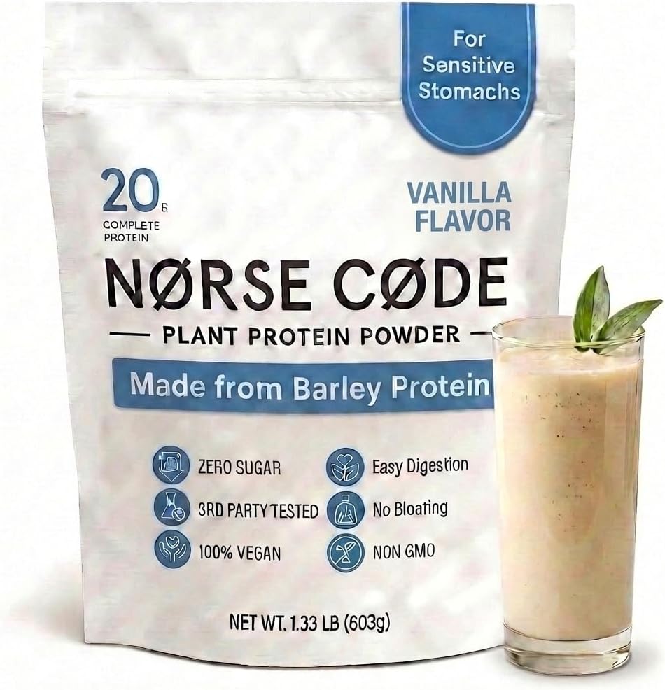 Vanilla Plant-Based Barley Protein Powder | Delicious & Smooth 20g Complete Vegan Protein Blend – Pea & Rice Protein, Prebiotic Fiber, Gentle on Stomach, Zero Sugar, Keto Friendly (1.33 lb)