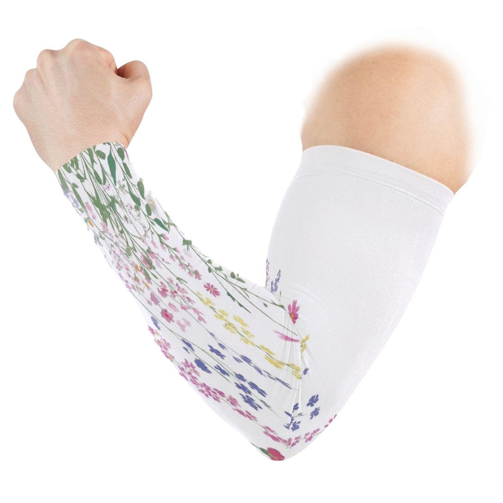 Kigai Wildflowers UV Sun Protection Arm Sleeves for Men Women Cooling Compression Sports Arm Sleeves Tattoo Cover Up