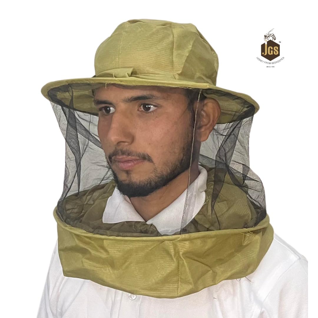 JGS Bee Cap Honeybee Cap | Bee Veil for Protection of Face from Honey Bee Sting | Sting Protection for Neck and Face (Khaki Colour, Pack of - 1) - Image 6 thumbnail
