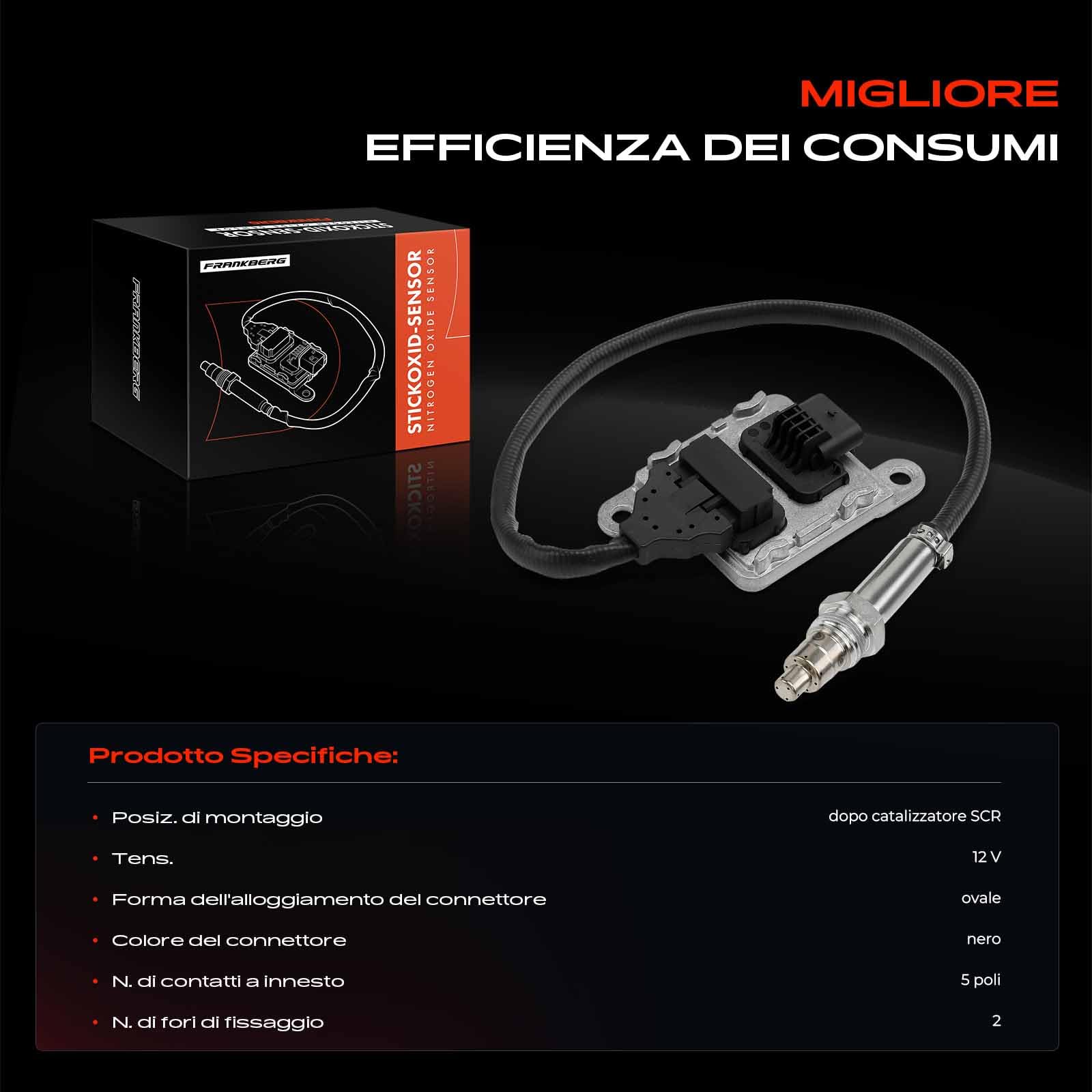 Frankberg Sensore NOx Sensore Nox a 5 poli Compatibile con Classe A W177 B-Class W247 Classe C W205 CLA C118 CLS C257 Classe E W213 GLC X253 GLE V167 Replace# 0009058011
