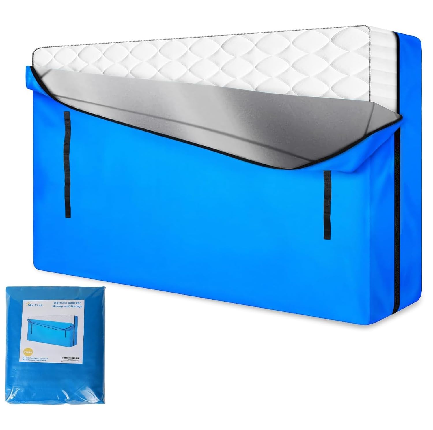 MorTime Mattress Bags for Moving and Storage, Zippered Mattress Storage Bag with 8 Strong Carrying Handles, Reusable Mattress Protector Cover Moving Supplies (Twin)