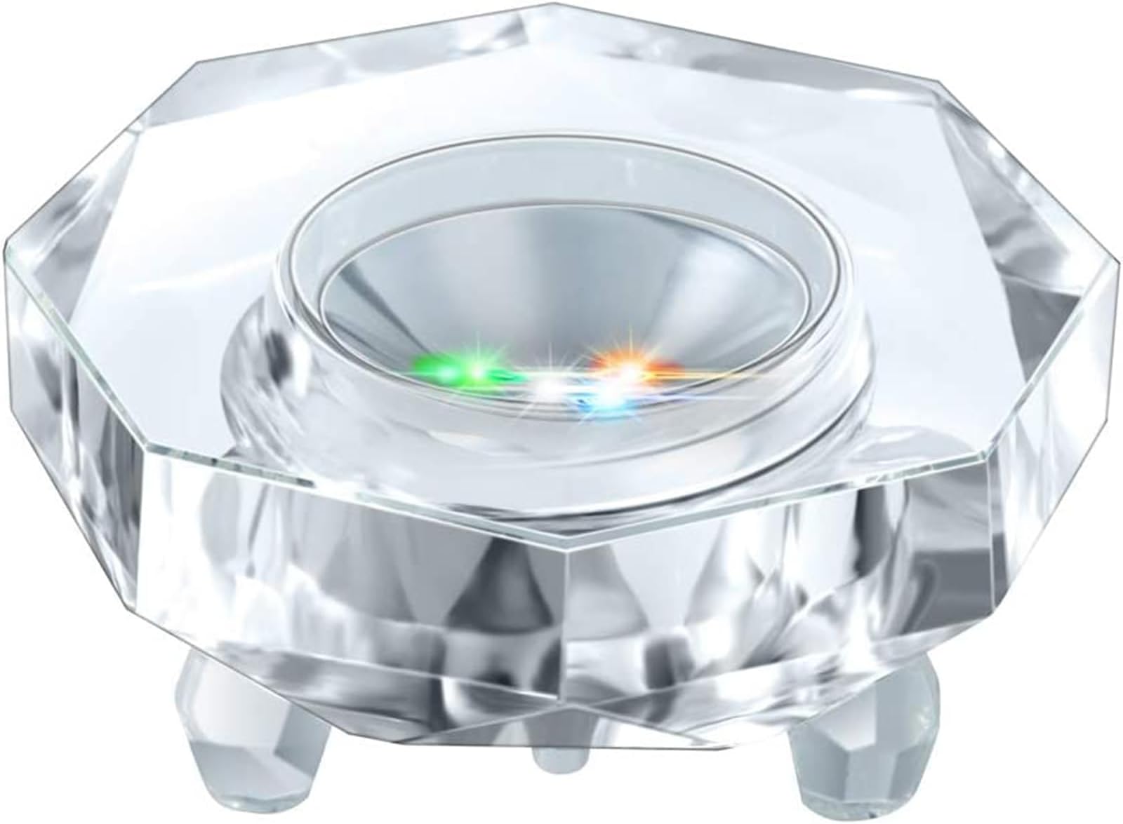 THE WHITE SHOP Crystal LED Light Base for 3D Crystal Display Lighted Up Pedestal for Glass Art Figurines Base with Lights Multicolor Stand Color Changing Wired Base Flat Top for Stones - Octagon Base