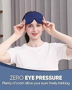 MZOO Luxury Sleep Eye Mask for Side Sleeper Men Women, Zero Eye Pressure 3D Sleeping Mask, Light Blocking Patented Design Night Blindfold, Soft Eye Shade Cover for Travel, Blue