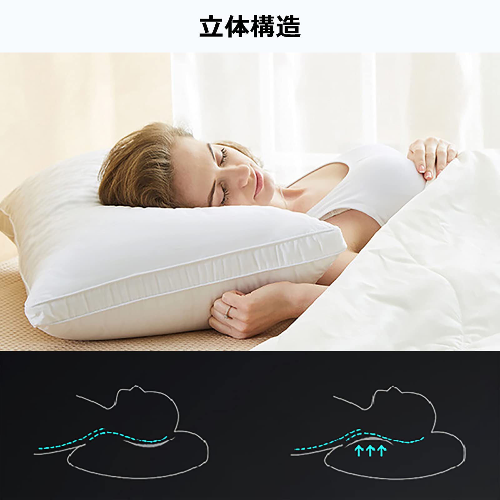 Umi 　枕カバー✖️2 Amazon｜Umi(ウミ)- 枕 高反発まくら ホテル仕様 丸洗い可能 横向き