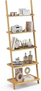 29 DIY Bamboo Wall Decor Projects For Stylish Homes 24 Tangkula 5-Tier Ladder Shelf Bookcase, Bamboo 72”H Wall-Leaning Bookshel...