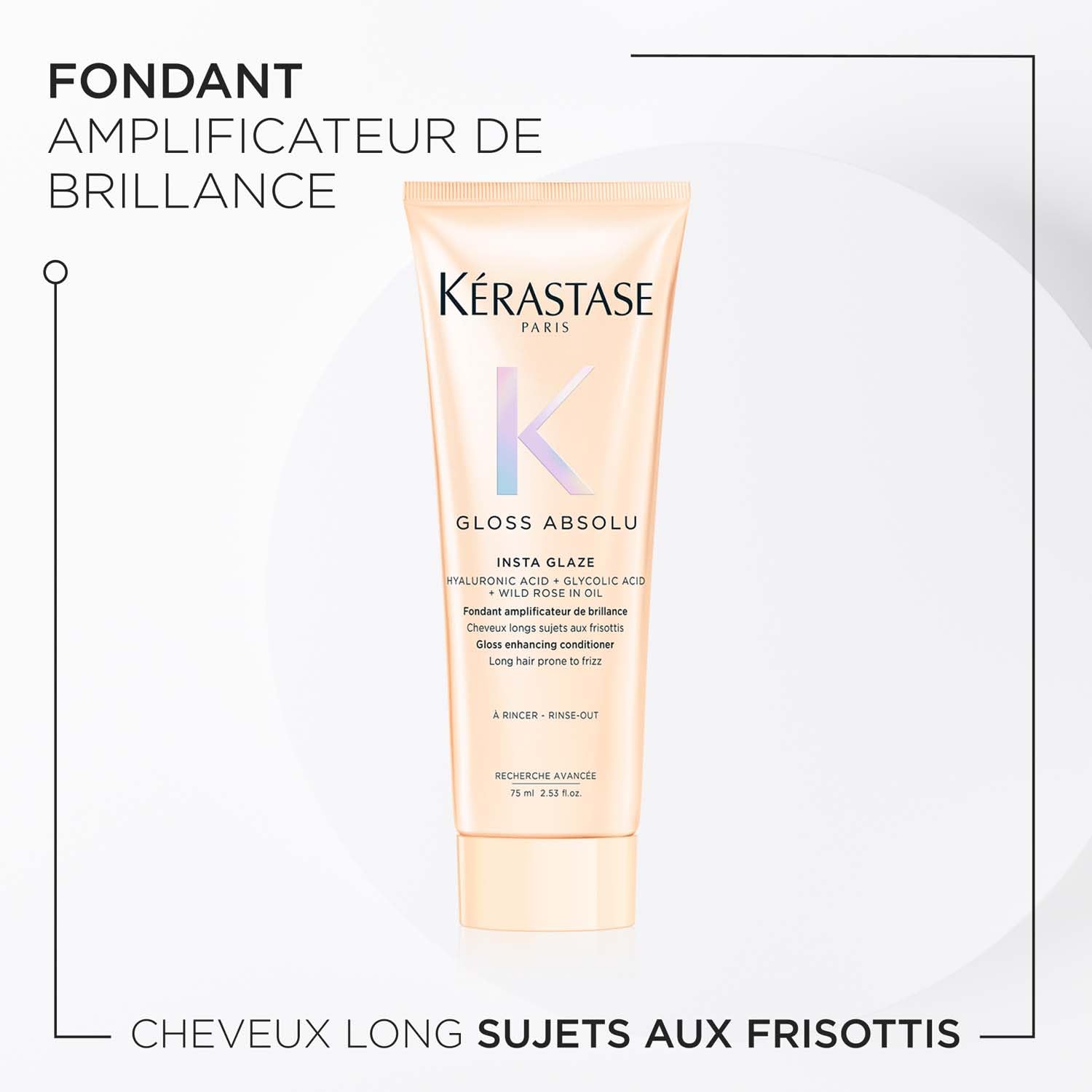 KÉRASTASE Gloss Absolu - Coffret Découverte - Cheveux Longs Sujets aux Frisottis - Acide Hyaluronique, Acide Glycolique et Huile de Rose Sauvage - Shampoing, Après-Shampoing et Spray - Format Voyage