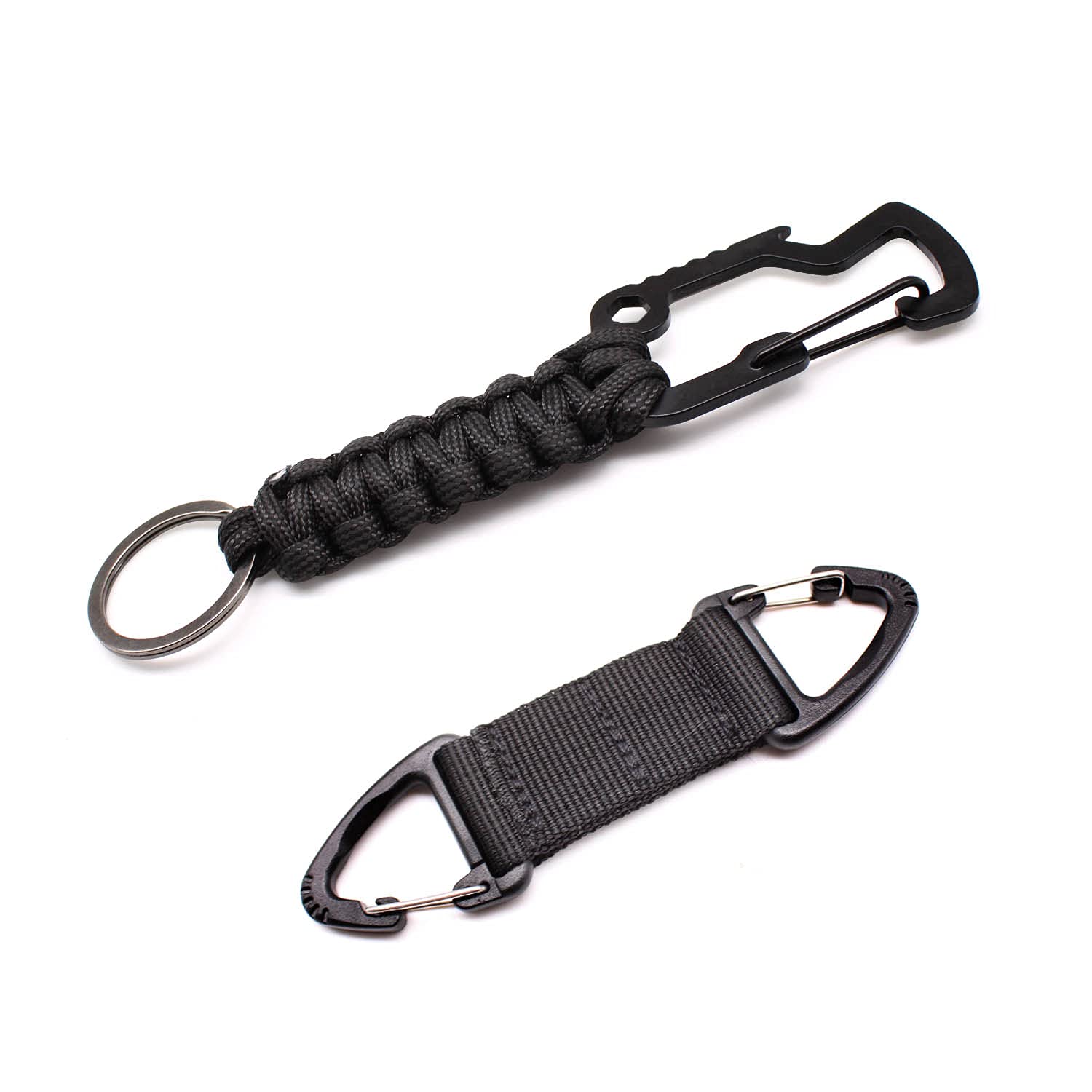 2 portachiavi Paracord con moschettone, clip multifunzione Molle, portachiavi intrecciati con cordino è adatto per campeggio, escursionismo, caccia, pesca