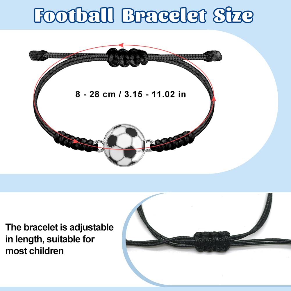 Bracciale da calcio e collana da calcio Set, regali di calcio intrecciati regolabili per ragazze tifosi di calcio