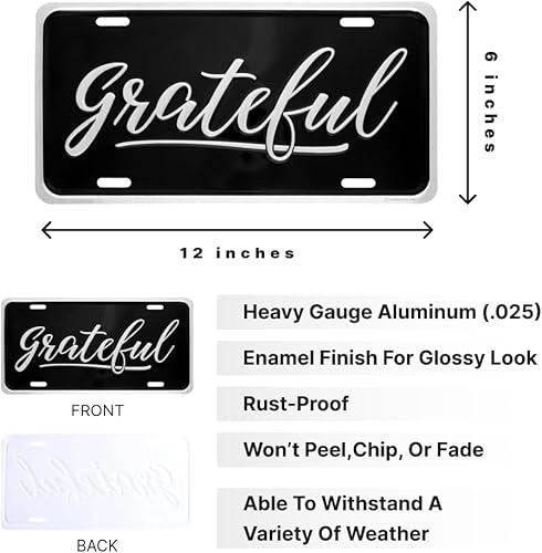 Miniatura 4 de Swanson Christian Products Placas de matrícula cristianas - Grateful - Etiqueta de auto de lujo - Accesorios para automóviles