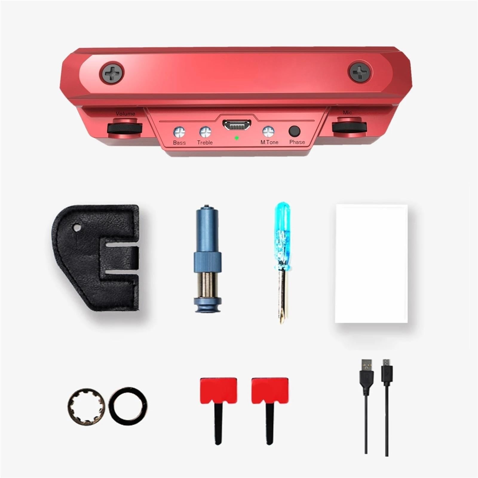 X0 Pickup Per Chitarra Preamplificatore Pickup Per Buca Sonora Con Controllo Del Volume E Del Tono Accessori Per Strumenti Musicali Per Chitarra Acustica(Red)