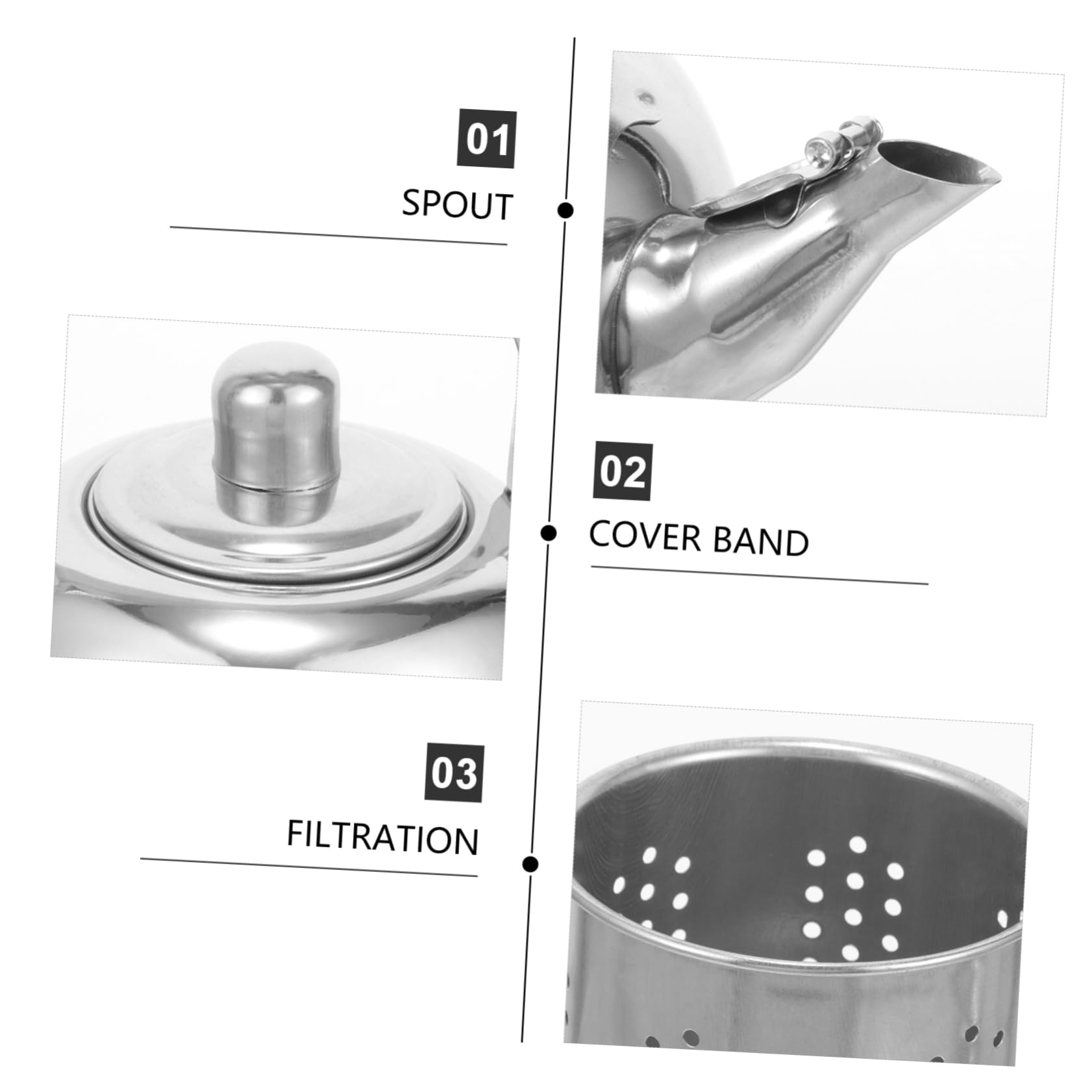 INOOMP Edelstahl Teekanne 1050ml - Mit Integriertem Sieb & Ergonomischem Griff