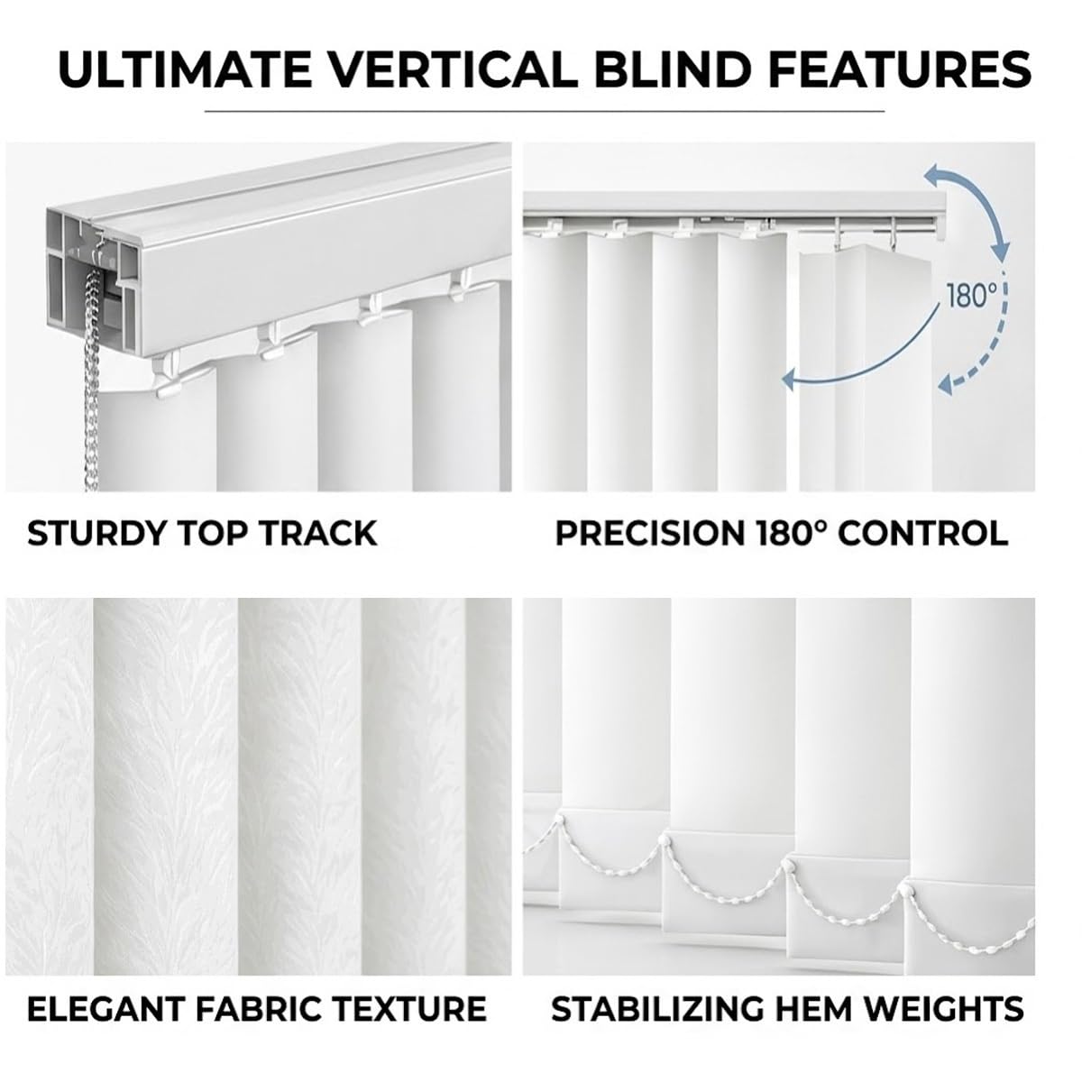 Veneziane Tende Verticali Scorrevoli Oscuranti In Tessuto - Isolamento Termico Per Camere Da Letto E Soggiorno, Tende A Lamelle Per Finestre Grandi E Divisori D'Ambiente, Bianco(260W x 240H cm)
