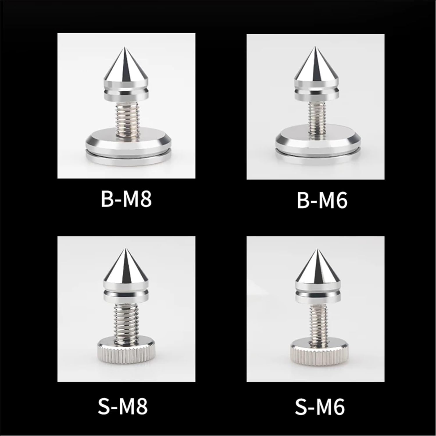 Speaker Spikes 4 PCS M6 M8 HiFi Audio Speaker Amplifier Spikes Pure Copper Rhodium Plated Shock Pad Speakers Repair Parts Foot Nails/Pads Stand(4PCS SM8 Foot Nails)