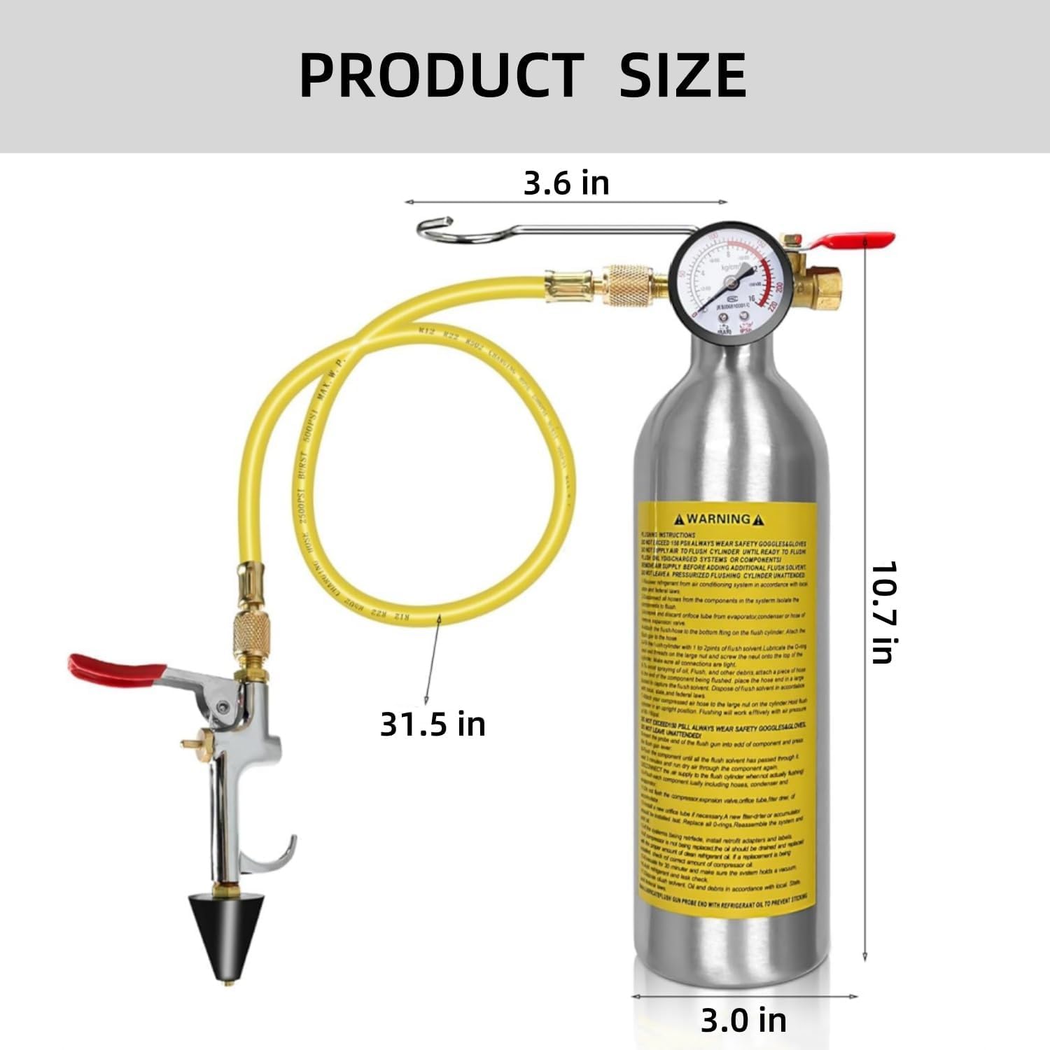 Strumento di lavaggio per climatizzatore auto, secchio di pulizia auto con ugello spruzzatore, contiene manometro 220 PSI, connettori per aria e tubi per la pulizia dei tubi del climatizzatore