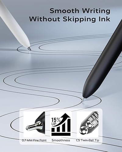 Miniatura 5 de Bolígrafos de gel negros, 6 bolígrafos de escritura suave de punta fina con 3 recambios adicionales, bolígrafos de tinta negra para diario, oficina,