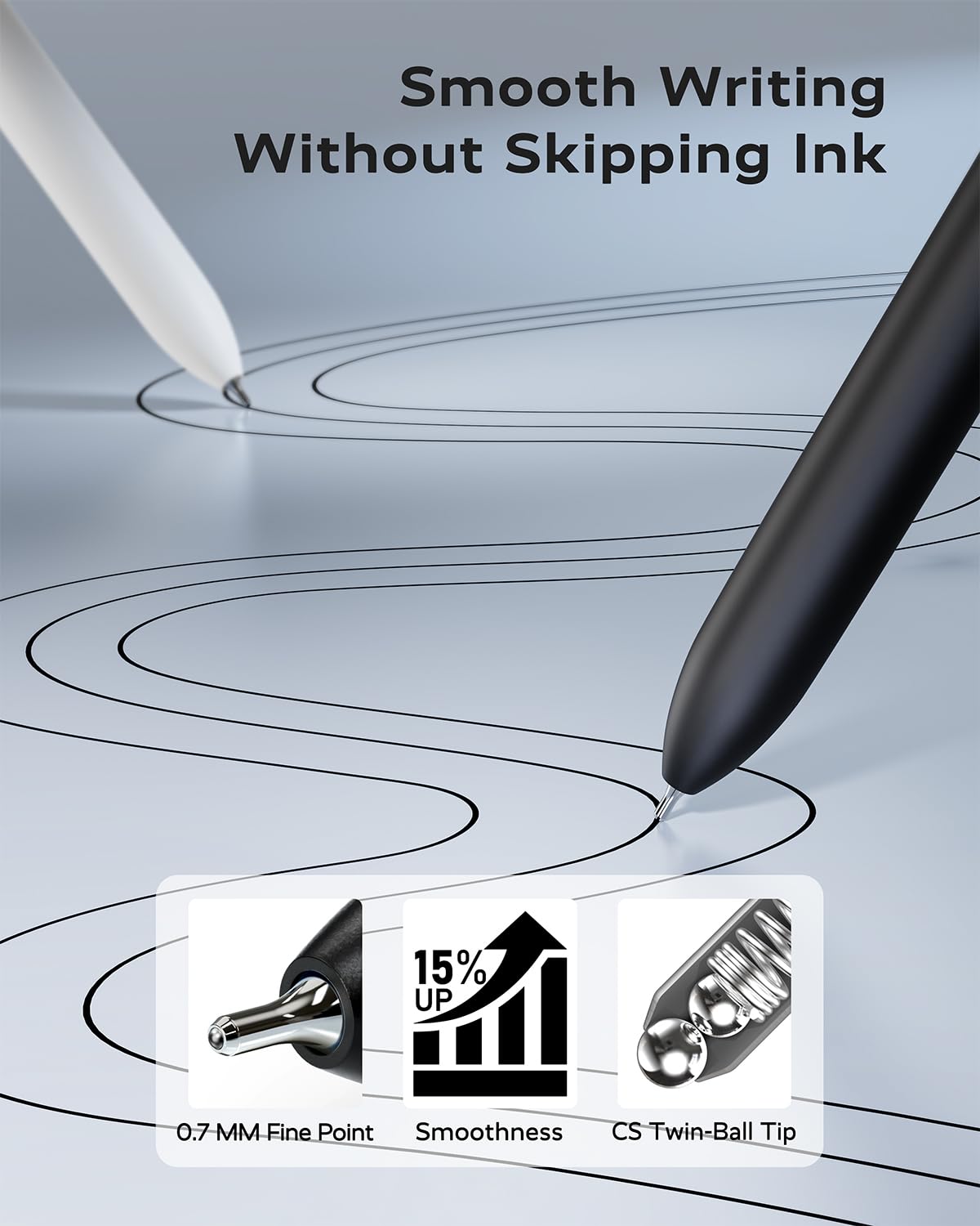 Black Gel Pens 6Pcs Fine Point Smooth Writing Pens with 3 Extra Refills Black Ink Pens for Journaling — view 5